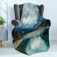 thumbnail image 4 of Landscape Soft Flannel Fleece Throw Blanket, Alpine Lake with Dramatic Sky Forest and Mountains Journey Art, Cozy Plush for Indoor and Outdoor Use, 70" x 90", Blue Green Grey, by Ambesonne, 4 of 5