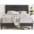 thumbnail image 1 of DeCoro Cambridge Upholstered Wooden Platform  Bed Frame, Full, Dark Grey, 1 of 11
