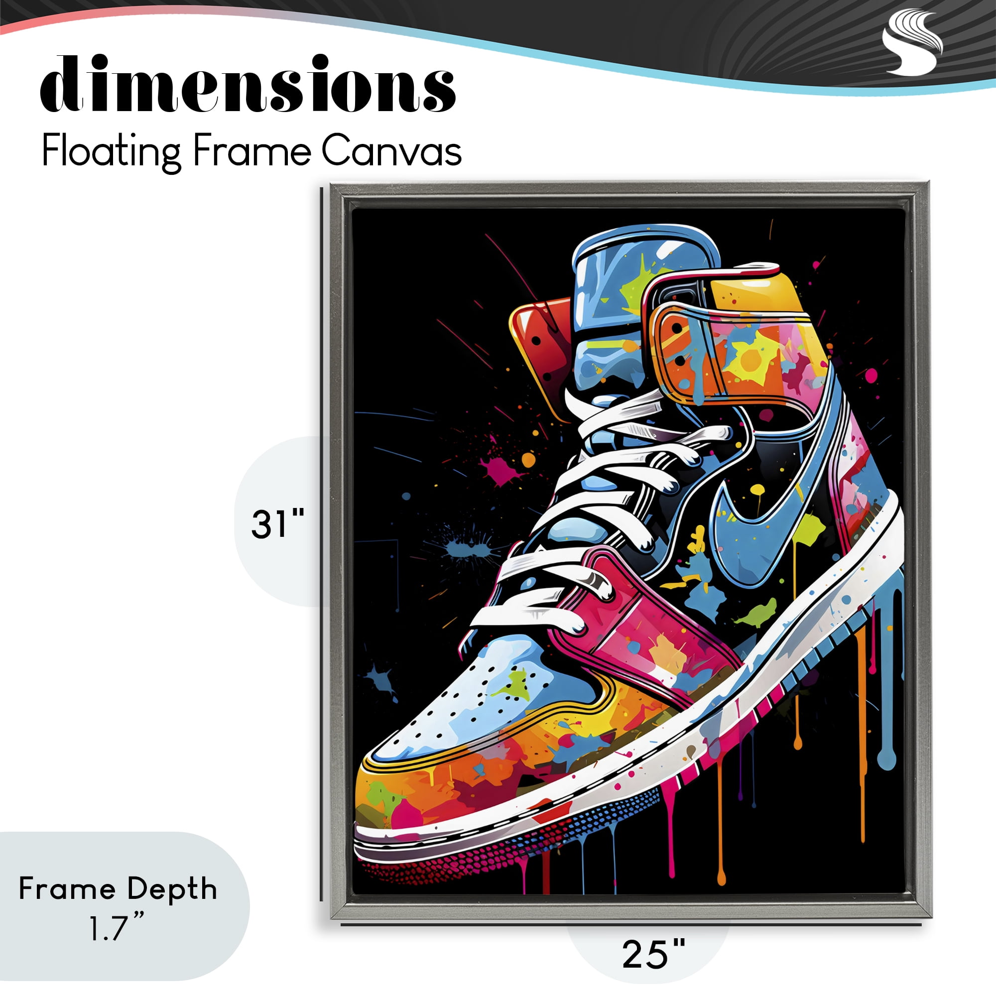 Stupell Industries Paint Drip High Top Sneakers Gray Framed Floater Canvas Wall Art, design by Creative Studio
