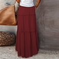 thumbnail image 5 of Women’s High Waist Tiered Maxi Skirt with Drawstring Waistband and Flowy A Line Loose Fit Long Skirt for Everyday Wear Red XL, 5 of 7