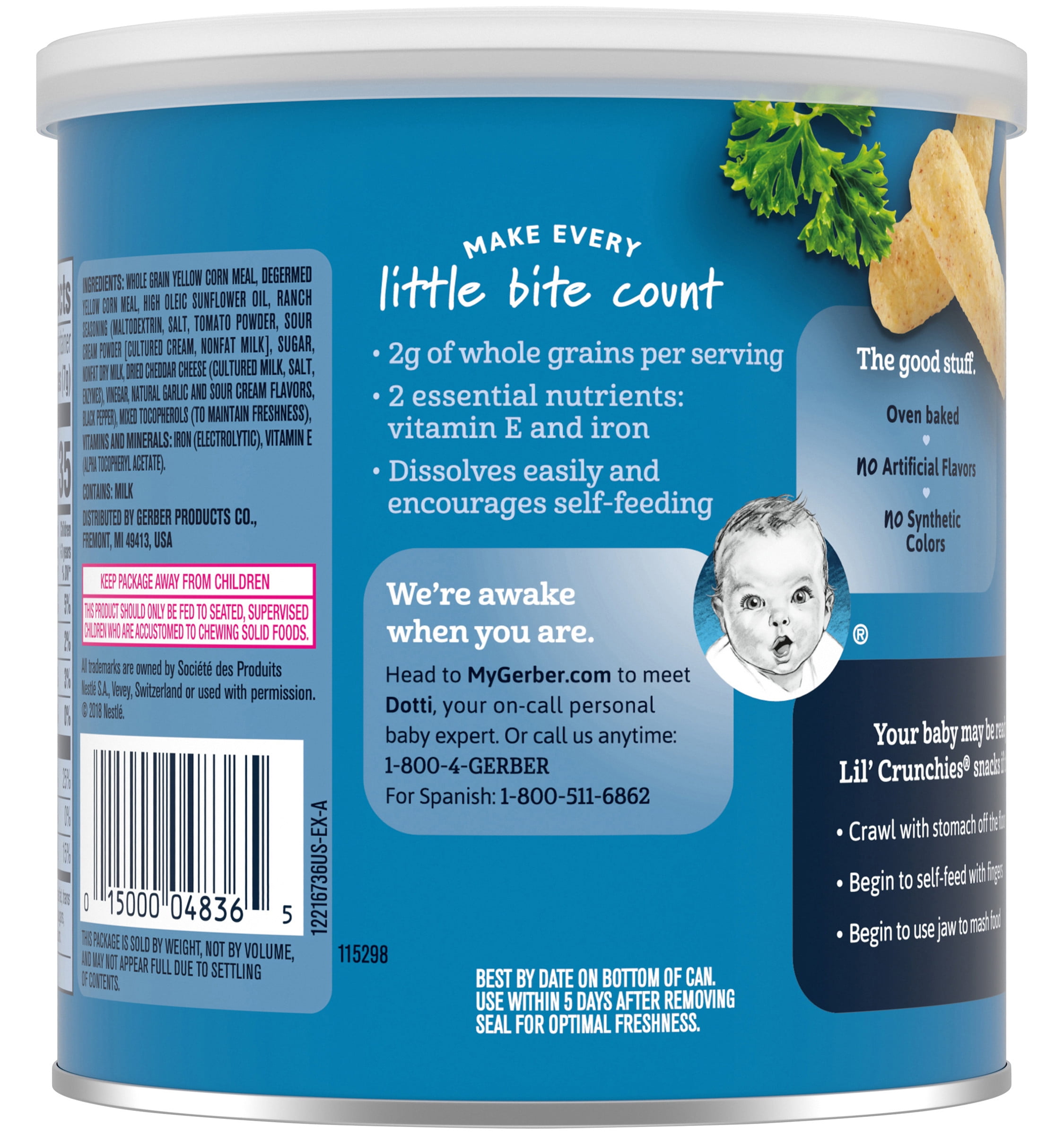 Gerber Graduates Lil' Crunchies,  Ranch, 1.48 oz, 6-Pack