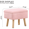 thumbnail image 3 of Tcbosik Teddy Fabric Storage Ottoman with Tray Lid, 15.7" Rectangle Footstool with Wood Legs for Small Space, Living Room, Bedroom, Entryway, Pink, 3 of 6