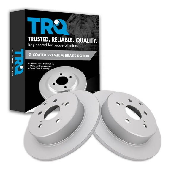 TRQ Rear Brake Rotors Set Solid Premium G-Coated Fits Select 2016-2020 Toyota Mirai 2012-2017 Prius V