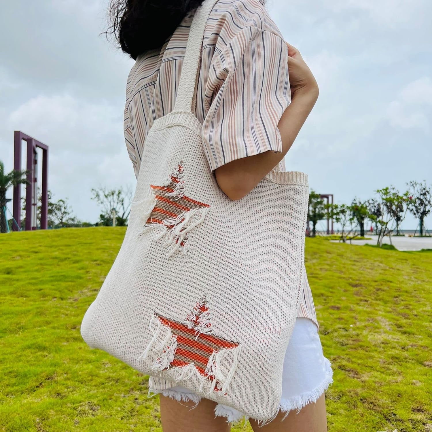 Kukuzhu Crochet Tote Bag Aesthetic Tote Bag Aesthetic Y2k Tote Bag Aesthetic Y2k Cute Tote Bags Aesthetic