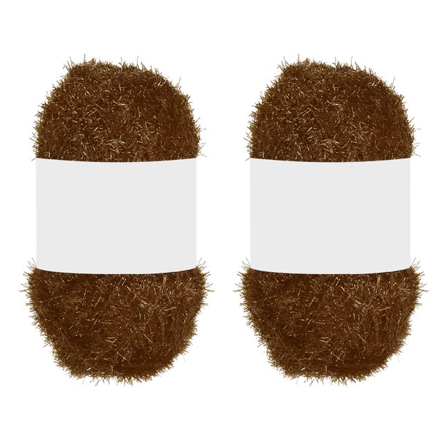 2 ovillos de 109 yardas de hilo Scrubbie, hilo de brillo de poliéster para paños de cocina, ganchillo, tejido, manualidades, mantas, alfombras, suéteres, bufandas, gorros, marrón claro