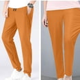 thumbnail image 2 of Inleife Elastic Waist Women New Fashion Solid Pocket Zipper Casual Sports Sweatpants Full Length Pants Orange M, 2 of 6
