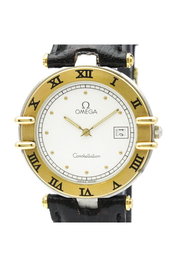 Pre-Owned OMEGA Constellation Date 18K Gold Steel Mens Watch 196.0360 Polished