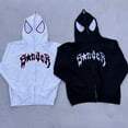 thumbnail image 4 of Sweat à Capuche à Fermeture à Glissière Graphique Araignée pour Femmes Style Punk, Coupe Ample, Manches Longues, 4 of 6