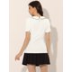 thumbnail image 4 of Blusa de manga corta con cuello Peter Pan y ribete en contraste para mujer Blanco XL, 4 of 5