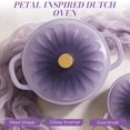 thumbnail image 2 of Ktaxon 5QT Enameled Cast Iron Dutch Oven with Upgraded Textured Handles, Petal-Shaped Design, Induction Compatible, Oven Safe to 500°F, Dusk Purple, 2 of 12