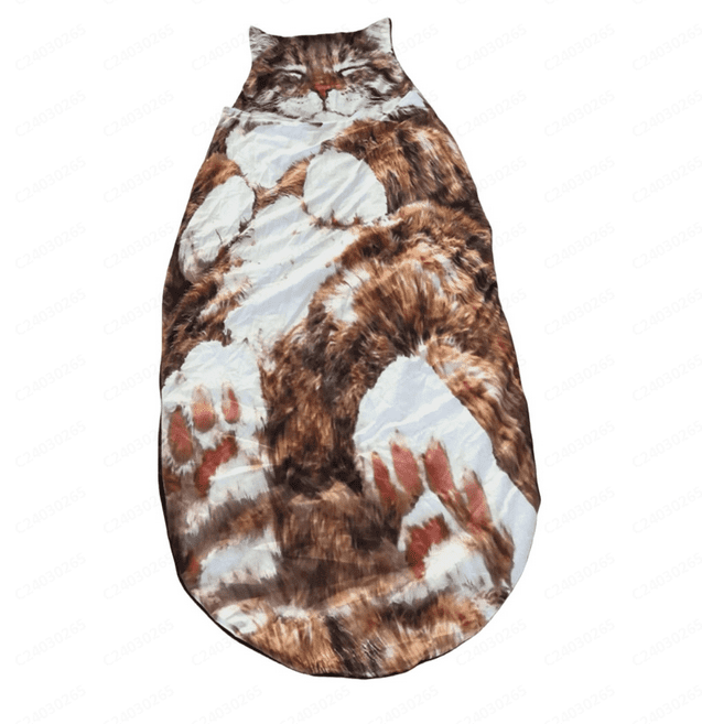 Adult Soft Sleeping Bag – Plush Cat Envelope Sleeping Bag for Camping, Sleepovers & Home Lounging, Washable Warm Blanket 69x31 IN