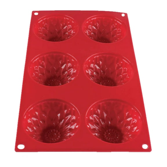 Excellante 3.89 Oz Sunflower High Heat Silicone Baking Mold, 6 Cavities, Comes In Each