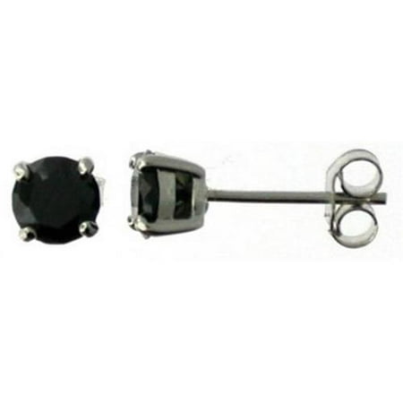 Doma Jewellery SSES008BK-4M Black Sterling Silver Earring With 4 mm. Round Stud CZ