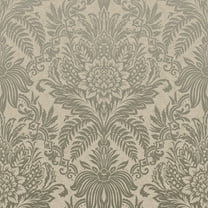 Crown Signature Beige Damask Unpasted Paper Wallpaper, 20.5-in by 33-ft, 56.4 sq. ft.
