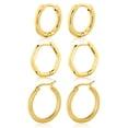 thumbnail image 1 of JeenMata Juego de 3 Aros de Estilo Contemporáneo en Paquete Múltiple Bañados en Oro Amarillo, 1 of 5