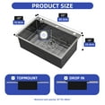 thumbnail image 5 of ModFusion Drop-In Kitchen Sink 33"x22" with Accessories, Nano Black Stainless Steel, Top Mount Deep Single Bowl, Utility Grid, Drain Kit, RV, Bar Basin, 5 of 10