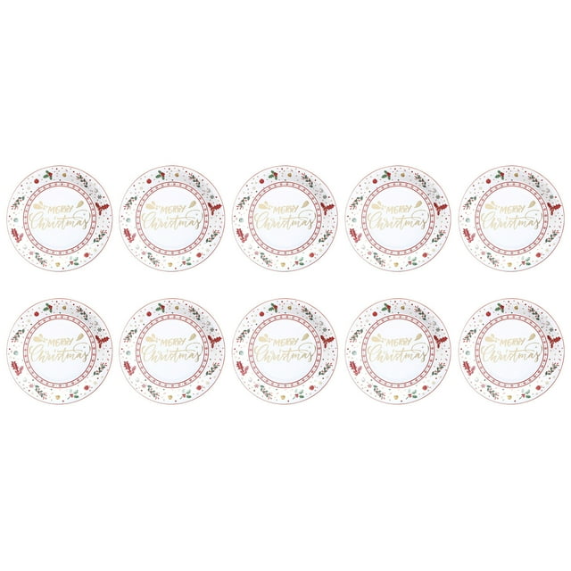 Christmas Paper Plates Tens Christmas Theme Party Gold-Stamped Merry Christmas Disposable Paper Plates 7 Inches 9 Inches Gold Stamped Christmas Snowflakes Disposable Paper Plates