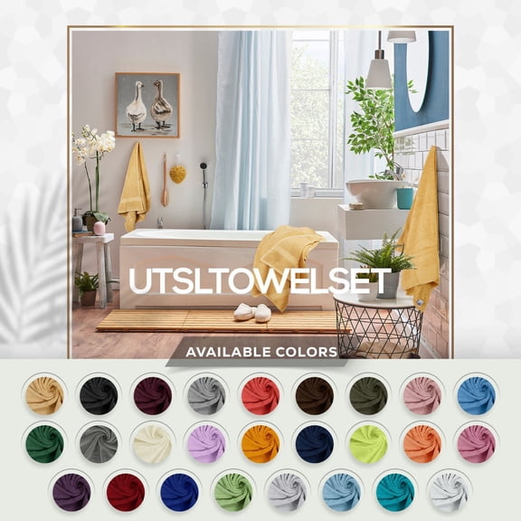 Towel Set 600 GSM 8Pc - 2 Bath Towels 2 Hand Towels 4 Washcloths Utopia Towels