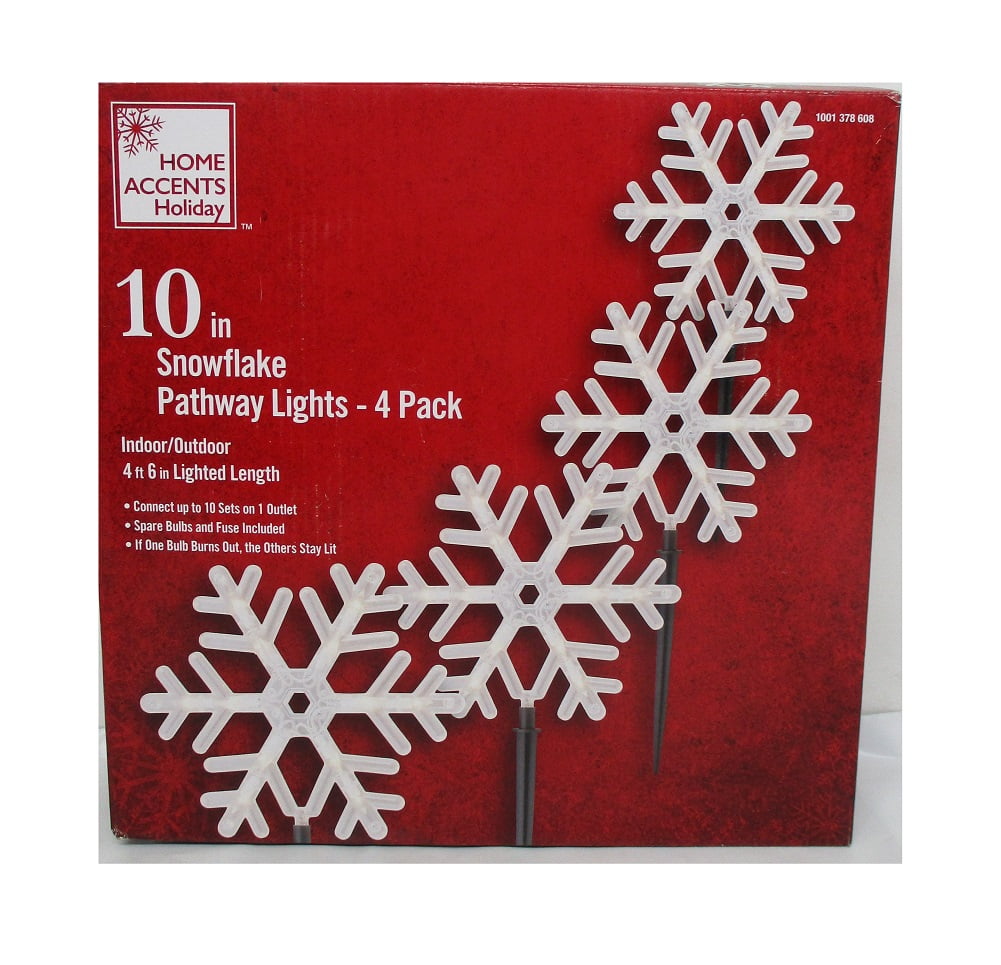 Home Accents Holiday 4Pack 10inch Snowflake Pathway Lights, White