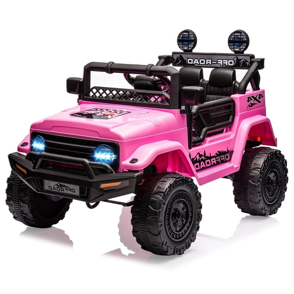 TROPOW Kids Cars Electric Ride On Toys,Hetoy Electric Car for Kids, 12V Ride on Truck Car with Remote Control Spring Suspension, LED Lights, Music, 3 Speeds,Pink