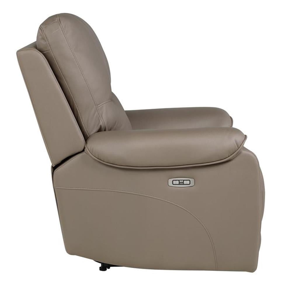 Pemberly Row 39" Polished Microfiber Power Reclining Chair in Brown