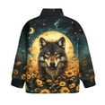 thumbnail image 5 of Uorisanigo Kids Girls Sweatshirt Comfortable Long Sleeve Pullover Top Oversized Full Moon Wolf Floral Quarter Zipper Cropped Sweatshirt Fall Trendy Outerwear Kids Half Zip Up Hoodies, 5 of 7