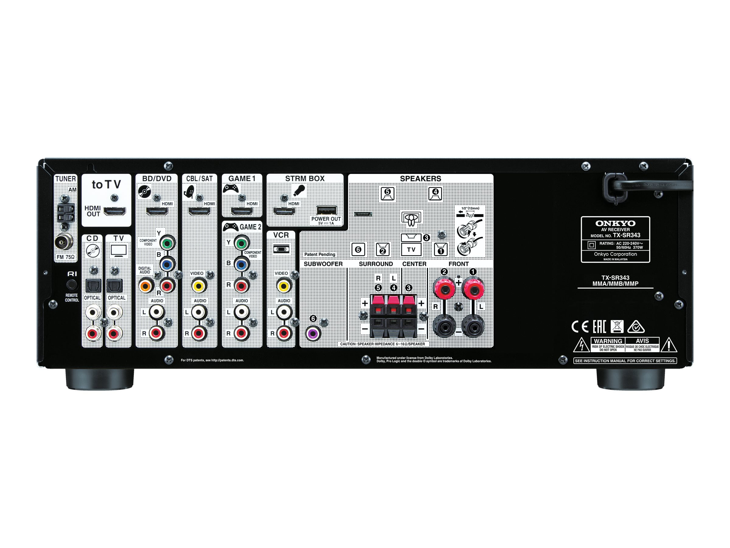 Onkyo Corporation TXSR343 Onkyo 5.1 Channel Av Receiver [txsr343