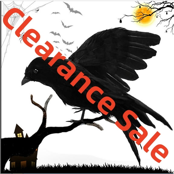 Halloween Crows Realistic Scary Black Bird Decorations, Lifelike Feathered Raven Set Creepy Artificial Indoor & Outdoor Decor for Home, Room, Yard, Garden, Halloween Decorations Outside Clearance