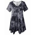 thumbnail image 3 of Short Sleeve Shirts for Women's for Plus Size Tops Casual Summer Clothes Asymmetrical Tunic Blouses Gray XXL, 3 of 7