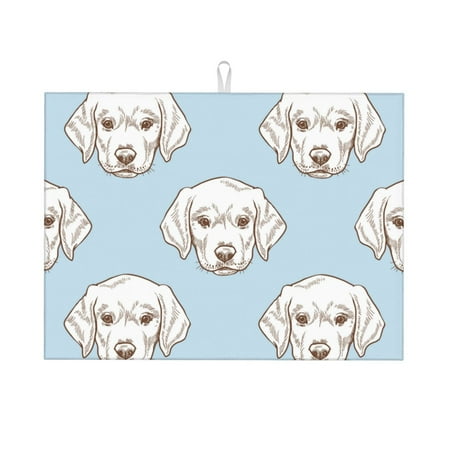 

Dish Drying Mats for Kitchen Counter - Labrador Retriever Dog Blue 18x24in Dish Drying Pad Coffee Mat with Hanging Loop Super Absorbent Kitchen Counter Mat Coffee Bar Accessories