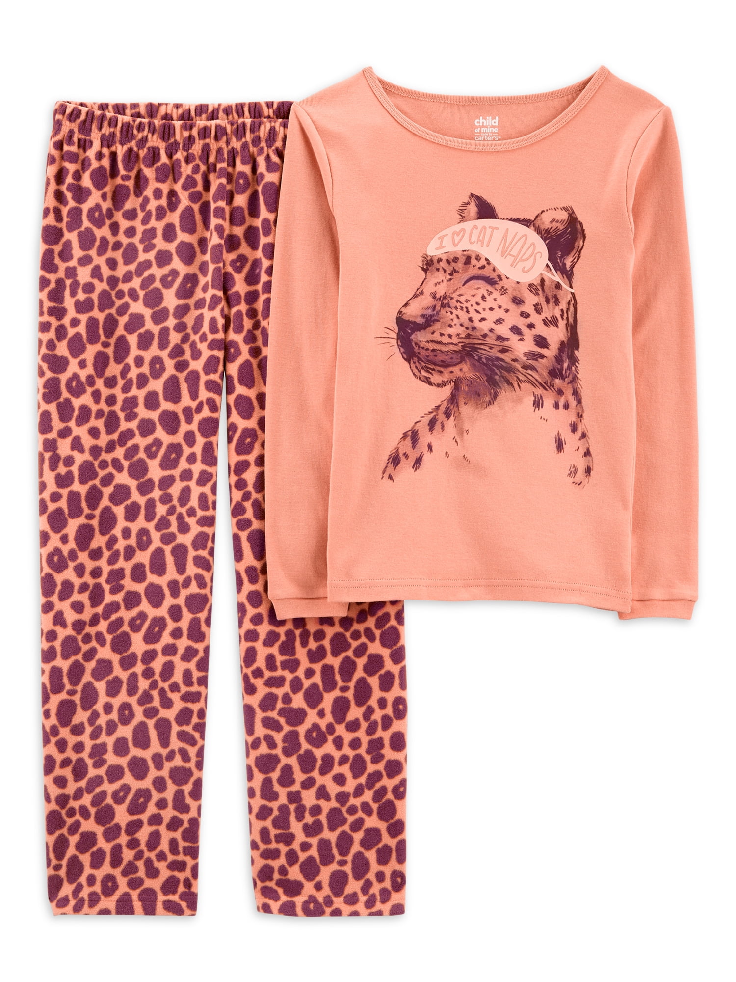 Carter's Child of Mine Girls Long Sleeve Top and Pant 2 Piece Pajama Set, 4-8