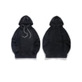 thumbnail image 2 of FOCUSNORM Men Plush Loose Hoodies Solid Color Drawstring Hooded Sweatshirts Long Sleeve Tops Fall Winter Casual Pullovers, 2 of 7