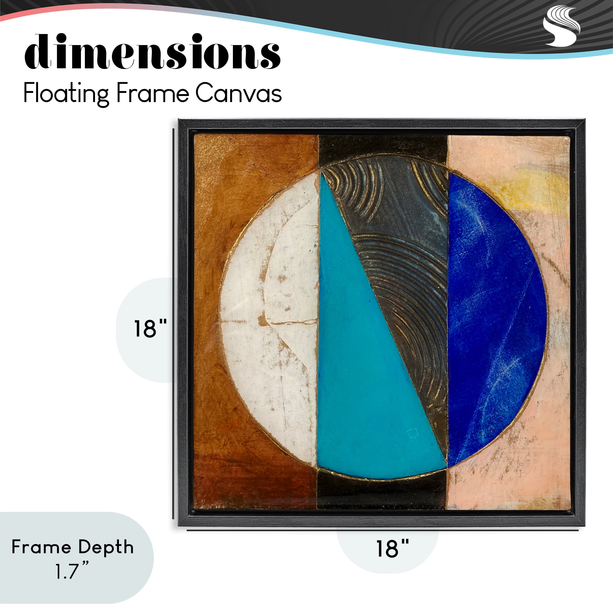 Stupell Industries Structured Circle Abstraction Black Framed Floater Canvas Wall Art, design by Matthew Finger