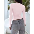 thumbnail image 6 of Womens Square Neck T Shirts Long Sleeve Short Sleeve Tops Fitted Tees Light Pink XL, 6 of 9
