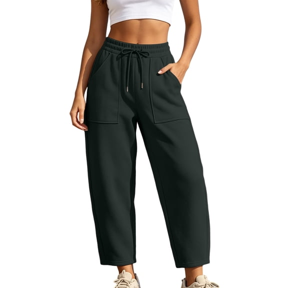 Women's Sweatpants Lounge with Elastic Waist Ladies' Wide Leg Curved Knife Casual Loose 9-inch Elastic Waist Drawstring Pocket Long Sweatpants Comfy Sweatpants for Women Gifts for Her