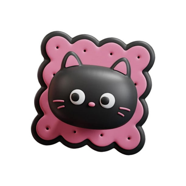 Tope de puerta protector de pared con diseño de gato, reutilizable, suave y decorativo negro