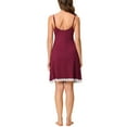 thumbnail image 3 of Unique Bargains Women's Pajama V Neck Lace Sexy Nightdress Stretchy Lounge Dress, 3 of 5