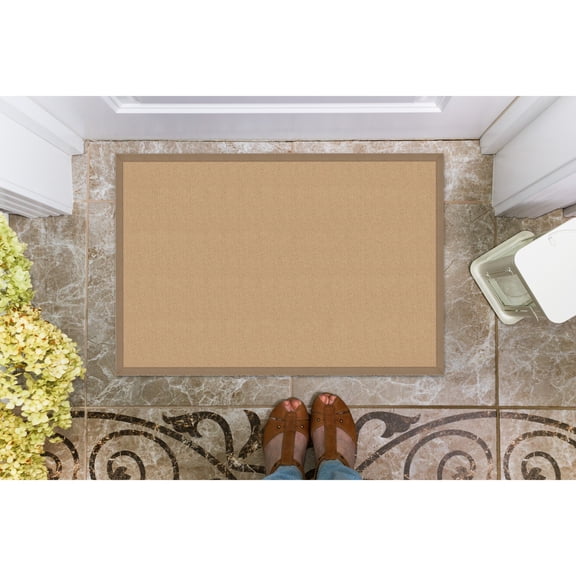 Contemporary Home Living 1.75' x 2.75' Tufted Solid Bordered Area Throw Rug - Beige