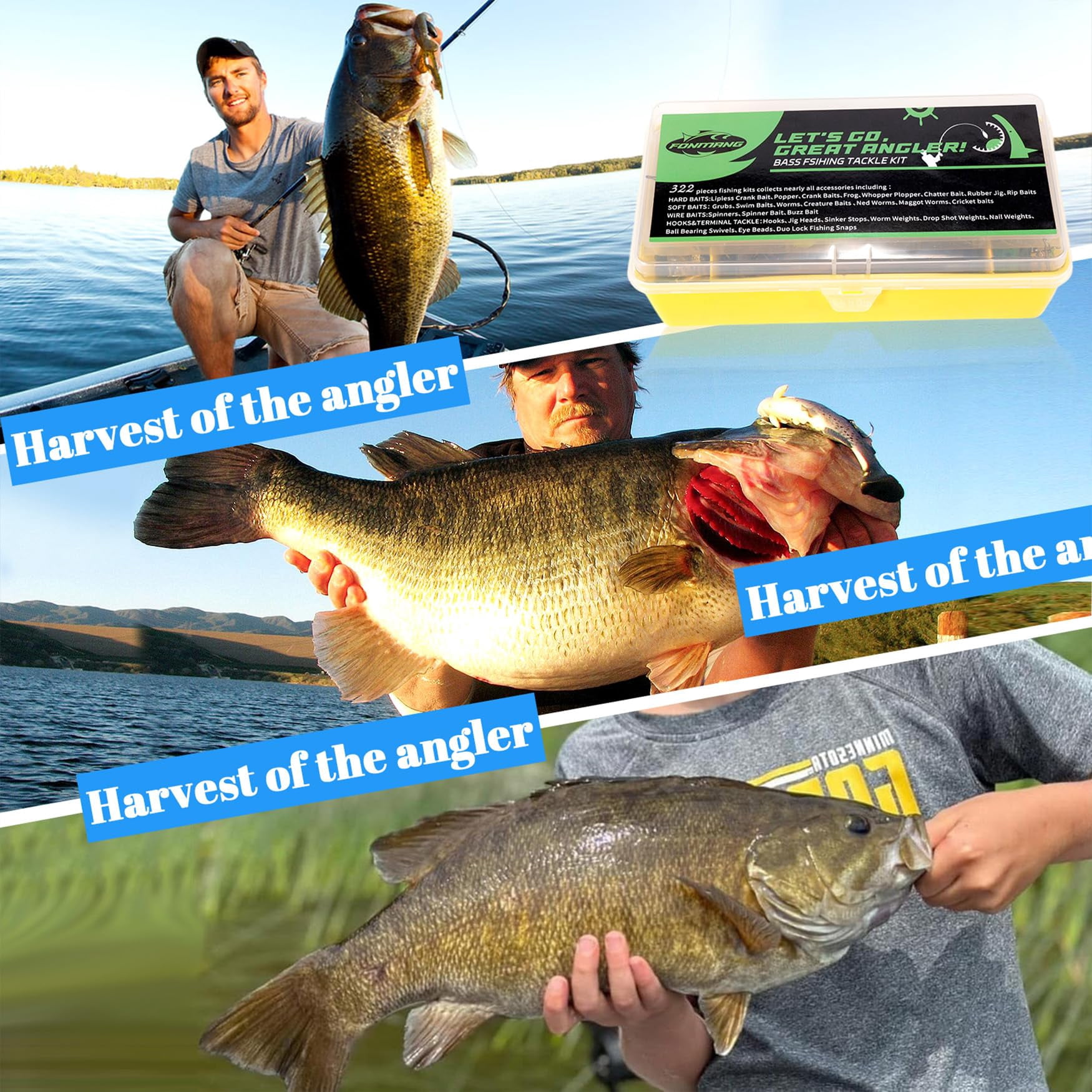 322-piece Fishing Lures Kit - Buzz Bait/spinner Baits/jig/frog  Tackle Box With Included Soft Bait/hooks/weights Gear Lure Gift For Men Freshwater Bass Trout