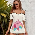 thumbnail image 4 of Rainbow Kirby Women's T Shirt Short Sleeve Off Shoulder Camisole Tee Shirt Top Summer Breathable Adjustable Cold Shoulder T-Shirt, 4 of 6