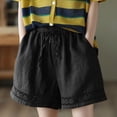 thumbnail image 2 of Riforla Women Summer Shorts 2024 Fashionable Elastic Waist Drawstring Comfort Shorts Casual Loose Holiday Shorts for Women Black M, 2 of 4