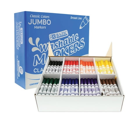 UPC: 0764608012352 | BAZIC Washable Markers 8 Color  Classroom Bulk Pack (200/Pack)  1-Pack