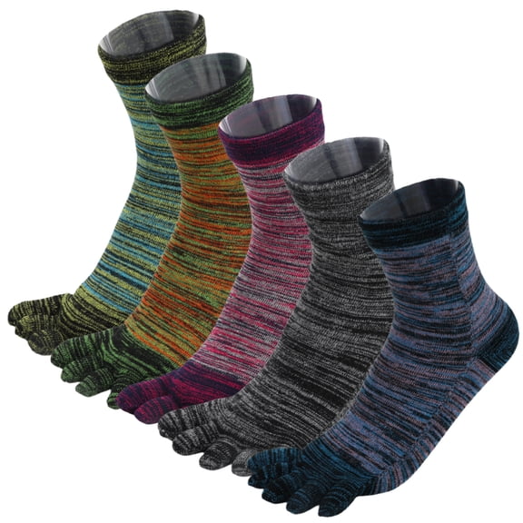 5 Pairs Mens Toe Socks Comfy Crew Five Finger Ankle Cotton Socks for Running Athletic