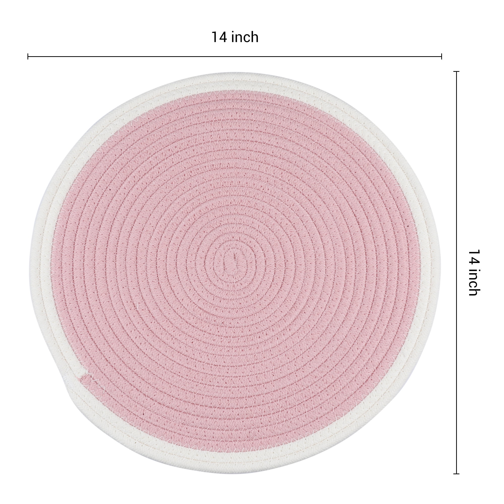 Unique Bargains Farmhouse Set of 4 Rattan Placemats for Dining Table Decor Pink