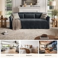 thumbnail image 4 of BLAZANT 82" Slipcovered Sofa Couch, Modern 3 Seater Sofa with Suppleness Armrests, Teddy Fleece Deep Seat Sofa with 3 Pillows& Side Pockets, Comfy Couch for Living Room, Apartment, 4 of 7