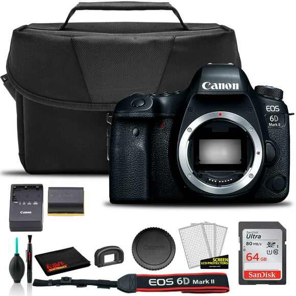 Canon EOS 6D Mark II DSLR Camera (Body Only) (1897C002) + EOS Bag + Sandisk Ultra 64GB Card + Cleaning Set And More(International Model)