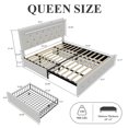 Kallabe Queen Bed Frame with 4 Drawers and LED Adjustable Button PU Leather Headboard, Charging Station, White