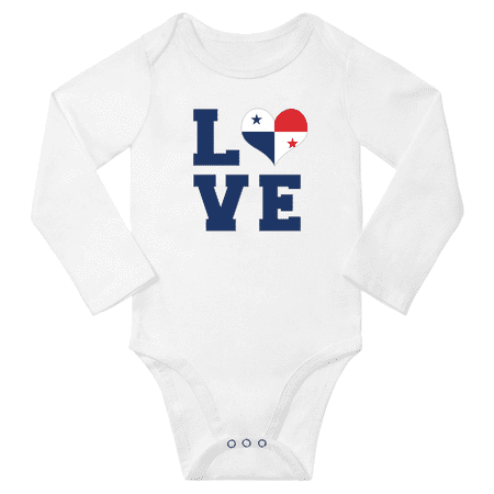 

Love Panama Heart Flag Baby Long Slevve Bodysuit Romper (White 12-18 Months)