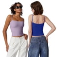 thumbnail image 3 of Camiseta sin mangas QINSEN para mujer con doble forro, básica, color morado, talla L, 3 of 3