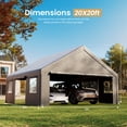 thumbnail image 6 of FOROUTIA 20x20ft Heavy-Duty Carport Canopy, Dark Gray Gable Roof PE Garage, All-Weather Shelter for Car/Truck/SUV/Outdoor Storage & Party, 6 of 7